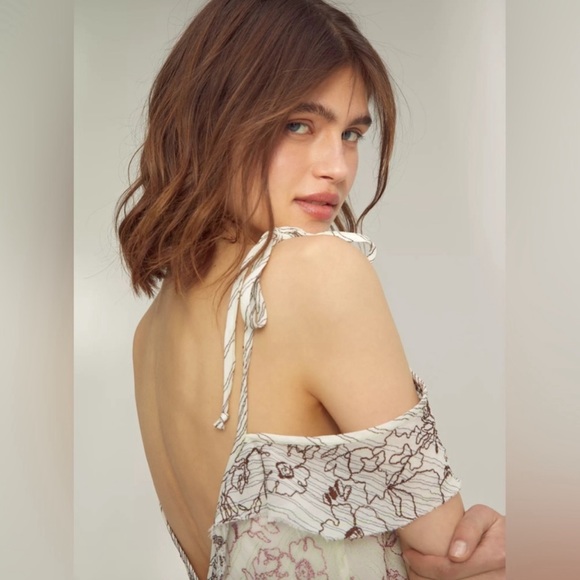 Wilfred by Aritzia, Lelaina Slip Mini Dress, floral Cream Ruffle, size XS, EUC - Picture 5 of 14